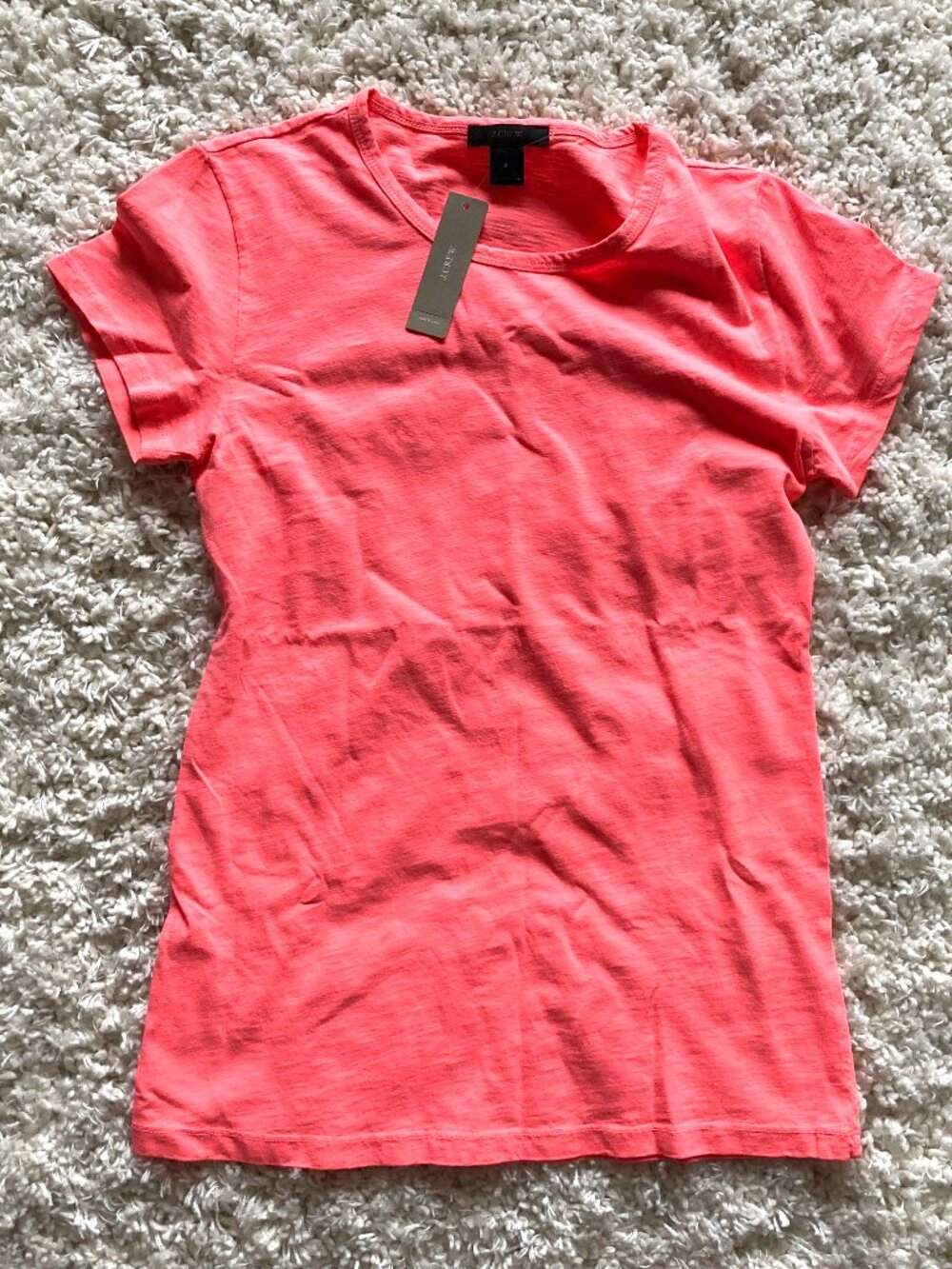 J. Crew Neon Coral Crew Neck Tee Size S